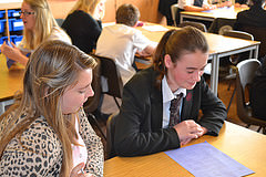 Student studying in classroom