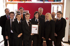 Students holding an award