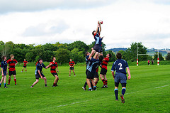 Students playing rugby